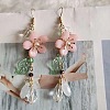 Flower with Teardrop Alloy Resin Dangle Earrings FS-WG8E2A2-01-3