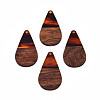 Transparent Resin & Walnut Wood Pendants RESI-N025-030-C02-2