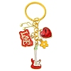 Glass Rhinestone & Alloy Enamel Keychains KEYC-YW00293-1