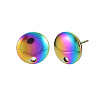 Rainbow Color 304 Stainless Steel Stud Earring Findings STAS-N098-017-3