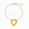 Ocean 304 Stainless Steel Big Heart Pendant Twisted Acrylic Fiber Cord Necklaces for Women WG896A0-05-2