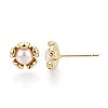 Brass & Natural Pearl Stud Earrings PEAR-N020-WX15-2