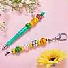 100Pcs 4 Styles Sport Theme Printed Wood European Beads WOOD-SZ0001-31-6