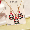 Christmas Tree Alloy Enamel Pendant Necklaces & Dangle Earrings Sets WG2E782-04-1