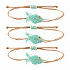 Ocean Adjustable Braided Wax Cord Fish Link Bracelet Sets with Brass Beads for Women XU5174-9-1