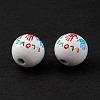 Printed Natural Wood European Beads LS-WOOD-C015-02-5