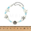 Synthetic Turquoise & Natural Dyed Yellow Jade & Trumpet Shell & Glass & Brass Beaded Bracelets for Women BJEW-JB14105-4