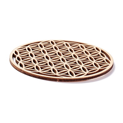 Basswood Carved Round Cup Mats DJEW-M006-05-1
