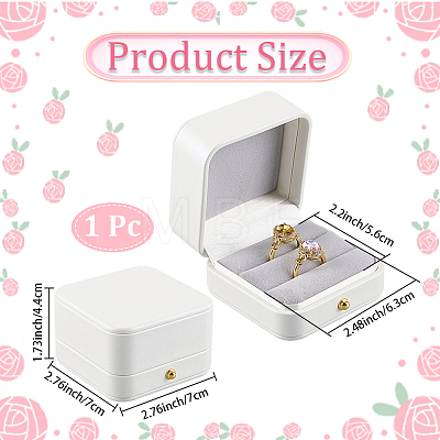 Square Imitation Leather Couple Ring Storage Boxes with Velvet Inside and Golden Findings CON-WH20005-23C-1