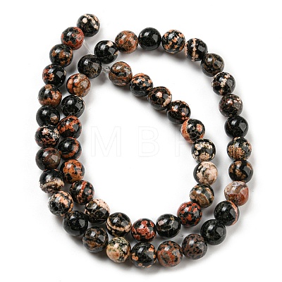 Natural Red Snowflake Obsidian Round Beads Strands G-P503-8MM-06-1