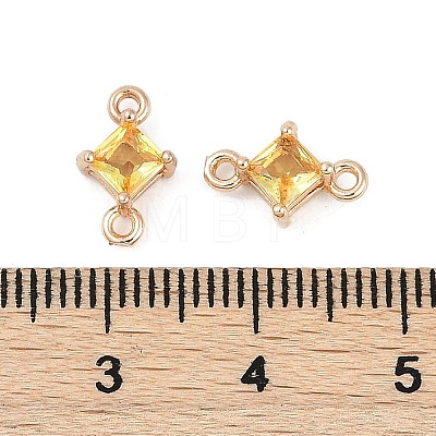 Brass Pave Glass Rhombus Links Connector Charms GLAA-Q088-001D-1