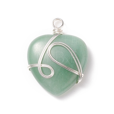 Natural Green Aventurine Pendants PALLOY-JF01663-02-1