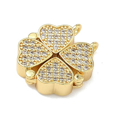 Saint Patrick's Day Brass Micro Pave Clear Cubic Zirconia Deployable Pendants KK-A293-27A-G-1