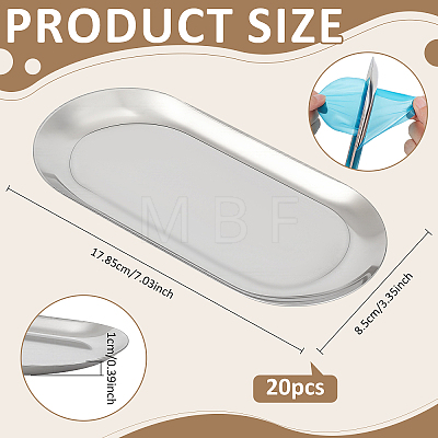 20Pcs Oval 430 Stainless Steel Jewelry Display Plate STAS-WA0001-04-1