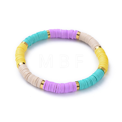 Handmade Polymer Clay Heishi Beads Stretch Bracelets BJEW-JB04487-M-1