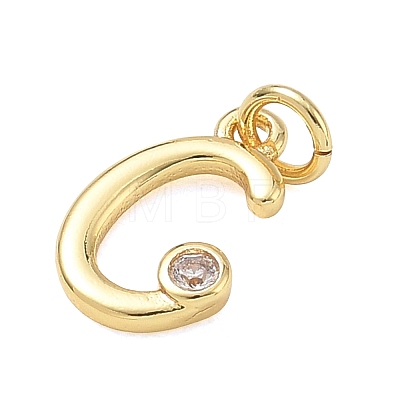 Brass Micro Pave Clear Cubic Zirconia Charms KK-D289-66G-C-1
