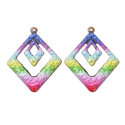 Rainbow Color Printed Iron Pendants RN-CBA3547-03B-1