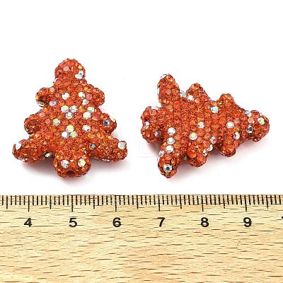Christmas Tree Polymer Clay Rhinestone Beads CLAY-NH0001-14I-1