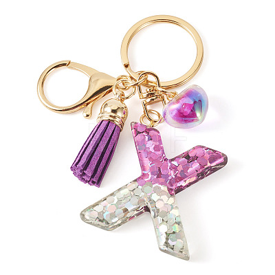 Alloy Resin Heart Keychains KEYC-TADJ0002-01G-X-1