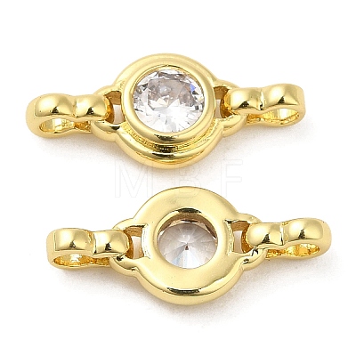 Rack Plating Brass Pave Clear Cubic Zirconia Connector Charms KK-Z028-05G-1