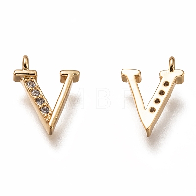 Brass Micro Pave Clear Cubic Zirconia Charms ZIRC-B002-39G-V-1