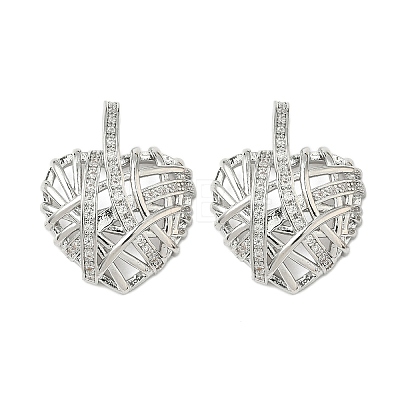 Brass Micro Pave Clear Cubic Zirconia Pendants KK-B139-01P-1
