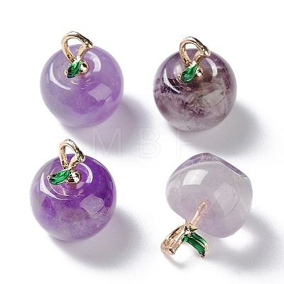 Natural Amethyst Pendants G-P499-01G-16-1