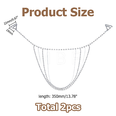 Alloy & Iron Crystal Rhinestone Tassel Sexy Shoulder Bra Body Chains AJEW-WH0455-359P-1
