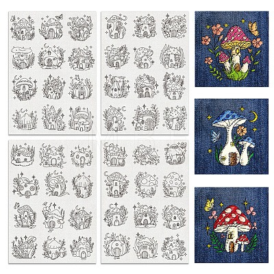 4 Sheets 11.6x8.2 Inch Stick and Stitch Embroidery Patterns DIY-WH0455-116-1