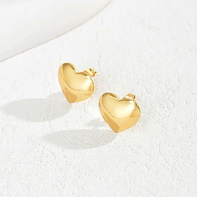 Romantic Smooth Heart Stainless Steel Stud Earrings JJ3371-1-1