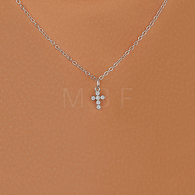 Cross Alloy with Crystal Rhinestone Pendant Necklaces WGAF0E8-03-1