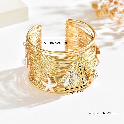 Alloy & Rhinestone & Imitation Pearl Charm Bangles WG851C4-01-1