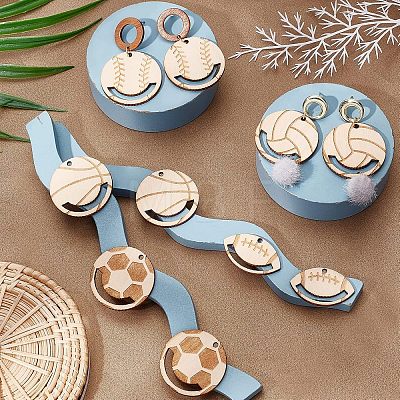 20Pcs 5 Styles Hollow Wooden Pendants WOOD-CA0001-54-1