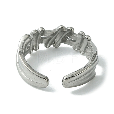 304 Stainless Steel Open Cuff Ring RJEW-L110-020P-1