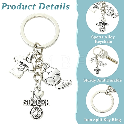 9Pcs 3 Style Sports Alloy Keychains KEYC-YW00249-1