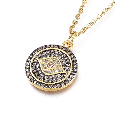 Brass Micro Pave Cubic Zirconia Pendant Necklaces NJEW-L146-34B-G-1