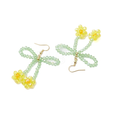 Flower & Bowknot Glass Beaded Dangle Earrings EJEW-TA00518-1