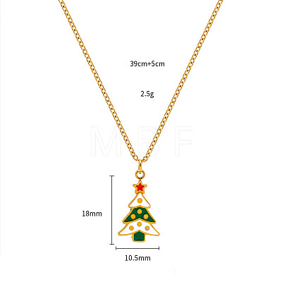 Christmas 304 Stainless Steel Enamel Pendant Necklaces FS-WGDAA96-17-1