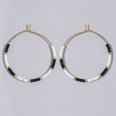 Glass Colorful Beads Hoop Earrings for Women SX7137-3-1