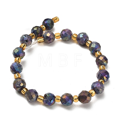 Electroplated Natural Druzy Geode Crystal Beads Strands G-F833-P01-8mm-13-1