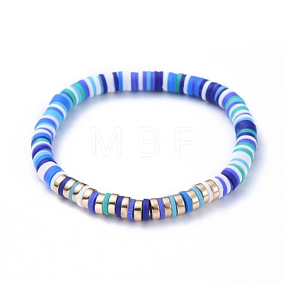Handmade Polymer Clay Heishi Beads Stretch Bracelets BJEW-JB05300-1