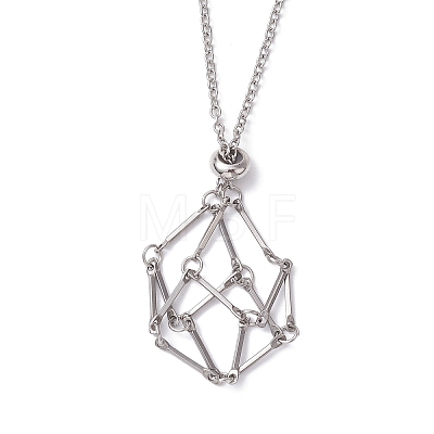 Crystal Holder Cage Necklace X-NJEW-JN04585-1