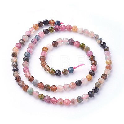 Natural Multicolor Tourmaline Beads Strands X-G-F619-20B-4mm-1