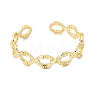Brass Oval Link Cuff Bangles for Women BJEW-K274-15G-1