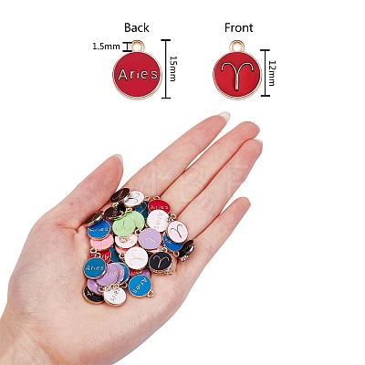 90Pcs 9 Colors Alloy Enamel Pendants ENAM-SZ0001-54D-1