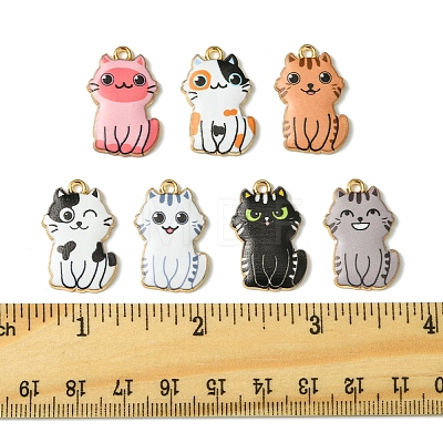 14Pcs 7 Colors Rack Plating Alloy Enamel Pendants FIND-FS0003-05-1