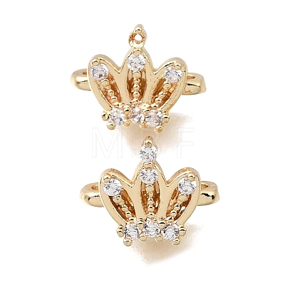 Brass Micro Pave Clear Cubic Zirconia 2-Loop Crown Spacer Bars KK-C258-16LG-1