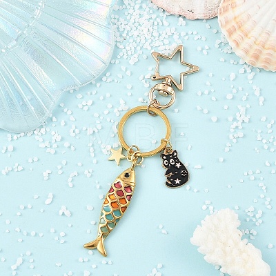 Alloy & 304 Stainless Steel Enamel Keychains KEYC-YW00269-1