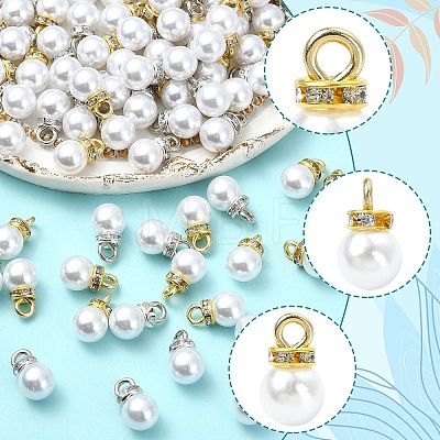 100Pcs 2 Colors Resin Imitation Pearl Charms RESI-YW0006-04-1