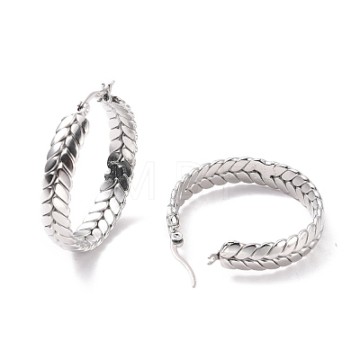 Tarnish Resistant 201 Stainless Steel Leaf Wrap Hoop Earrings with 304 Stainless Steel Pin for Women EJEW-F280-26B-P-1